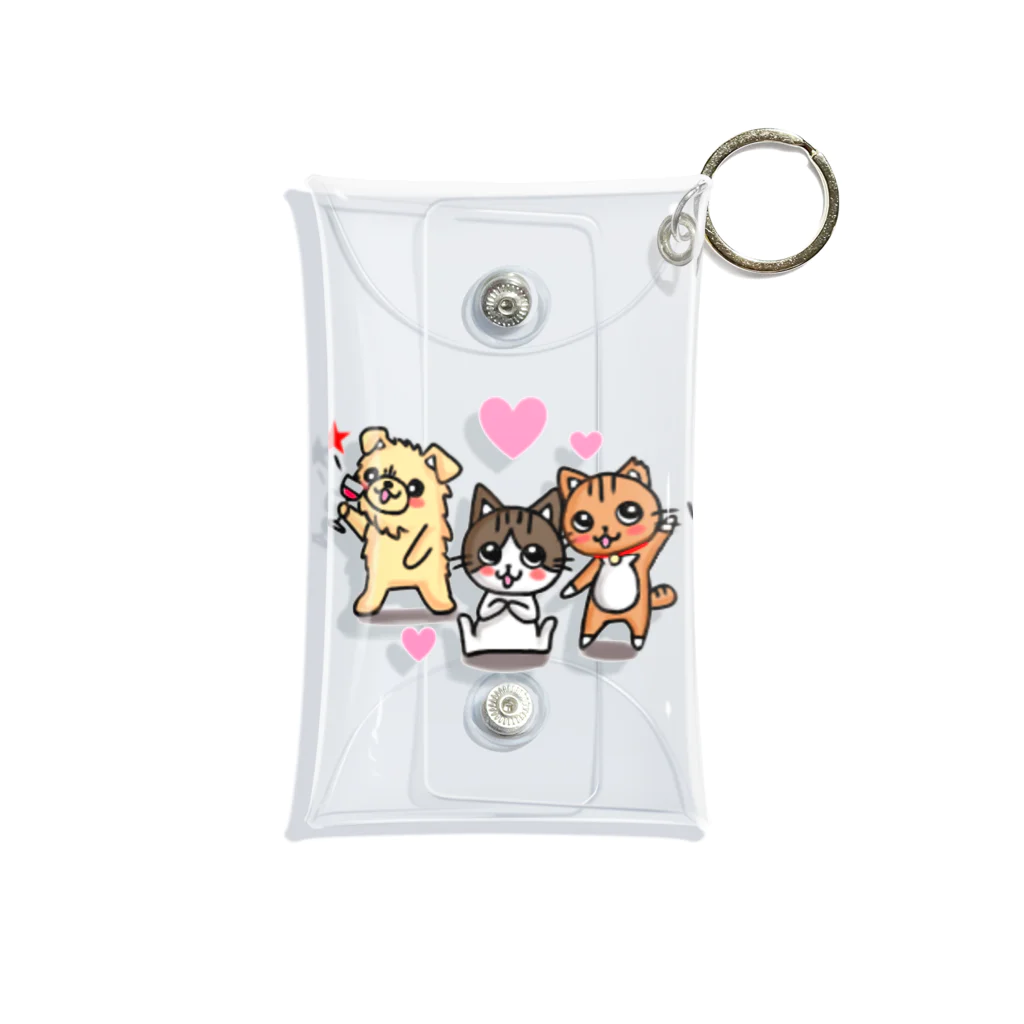 似顔絵工房HASAMIの親父ギャグ好きな犬と猫 Mini Clear Multipurpose Case