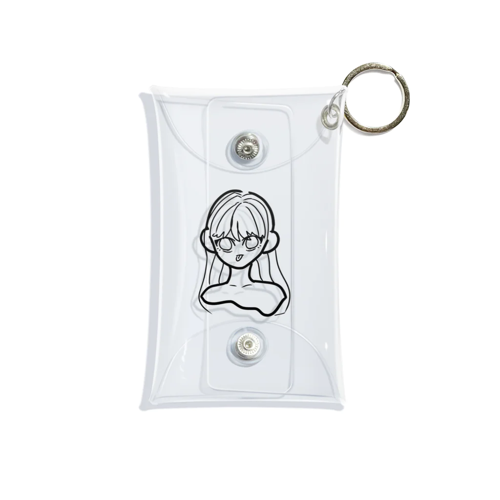 aAaAaのロングヘアのあっかんべーちゃん(モノクロ) Mini Clear Multipurpose Case