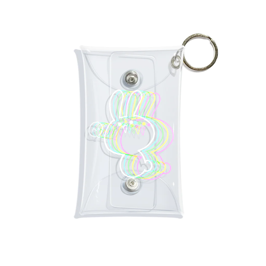 BAKUSOKU USAGI SHOPのまんまるウサギ　ver.WhiteRainbow Mini Clear Multipurpose Case