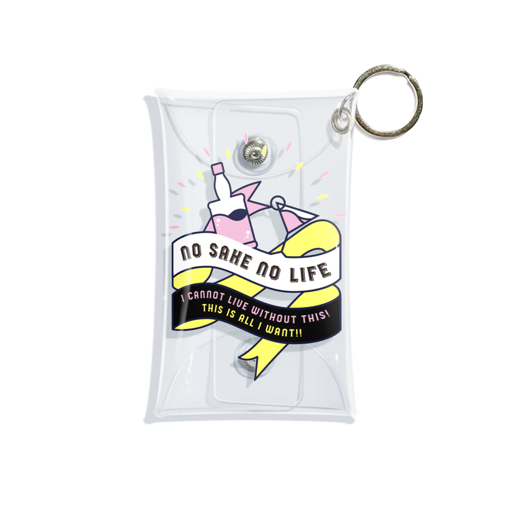 SANKAKU DESIGN STOREのNO SAKE NO LIFE。 レトロな赤×黄 Mini Clear Multipurpose Case