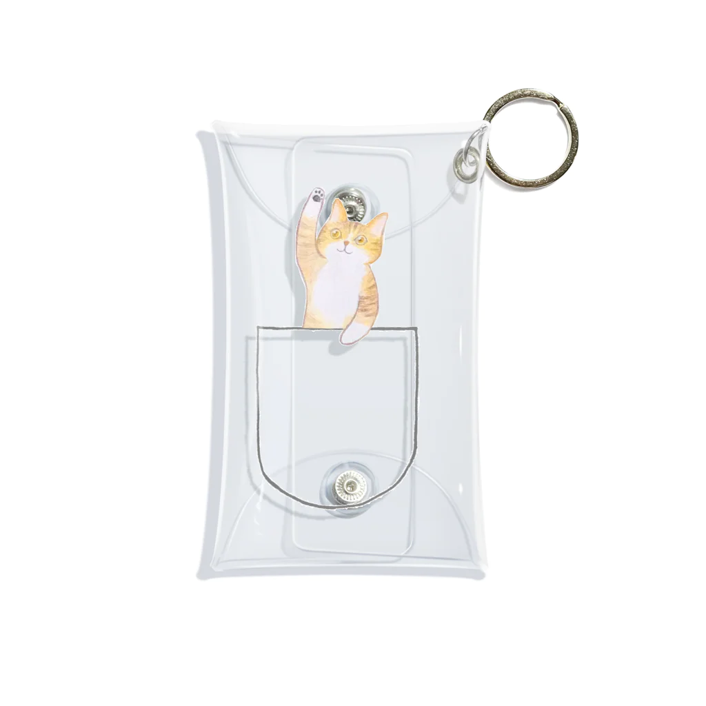 SHINOBU LABORATORY.のポケットからひょっこり★きじ白猫のみるく Mini Clear Multipurpose Case