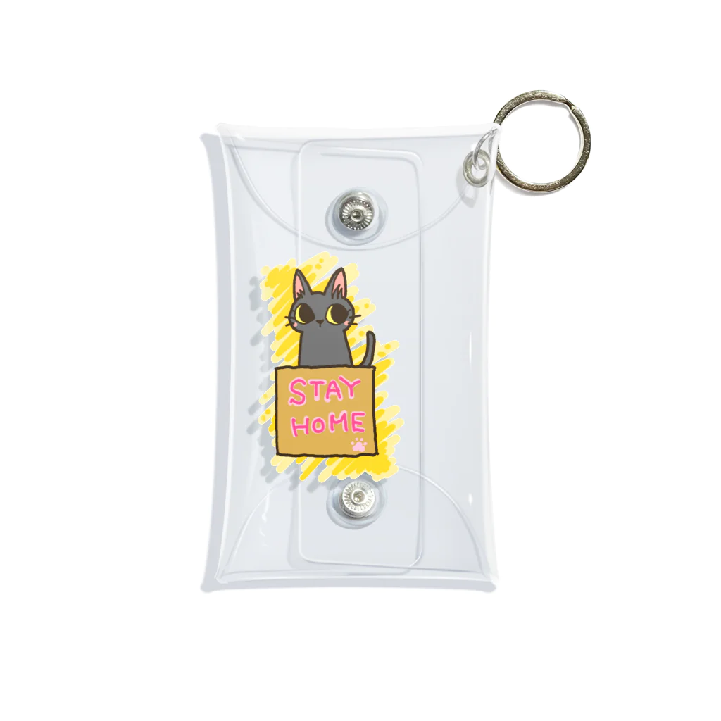 猫丸堂【ねこまるどう】のSTAY HOME(くろ) Mini Clear Multipurpose Case