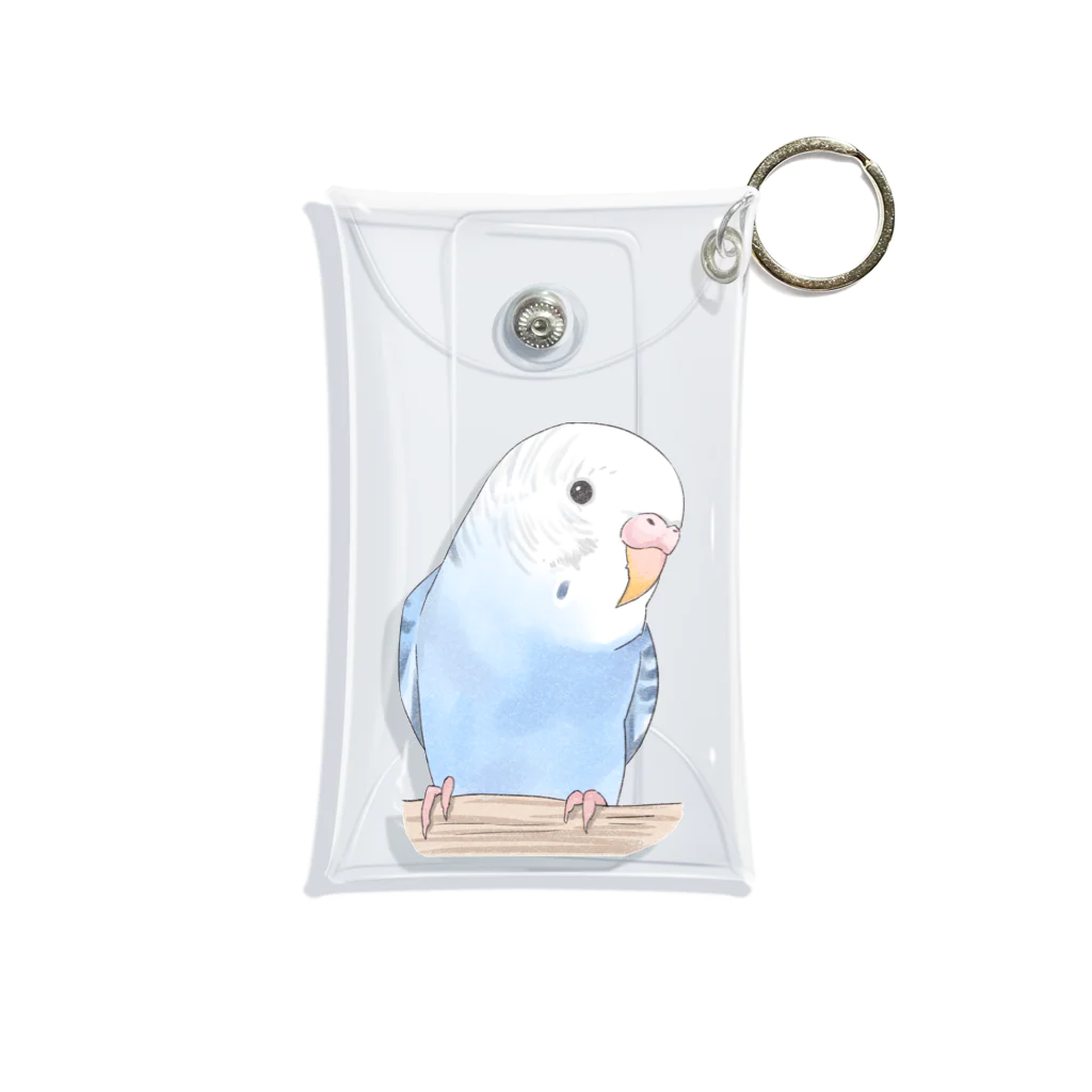 まめるりはことりのおしゃまな止まり木セキセイインコちゃん【まめるりはことり】 Mini Clear Multipurpose Case