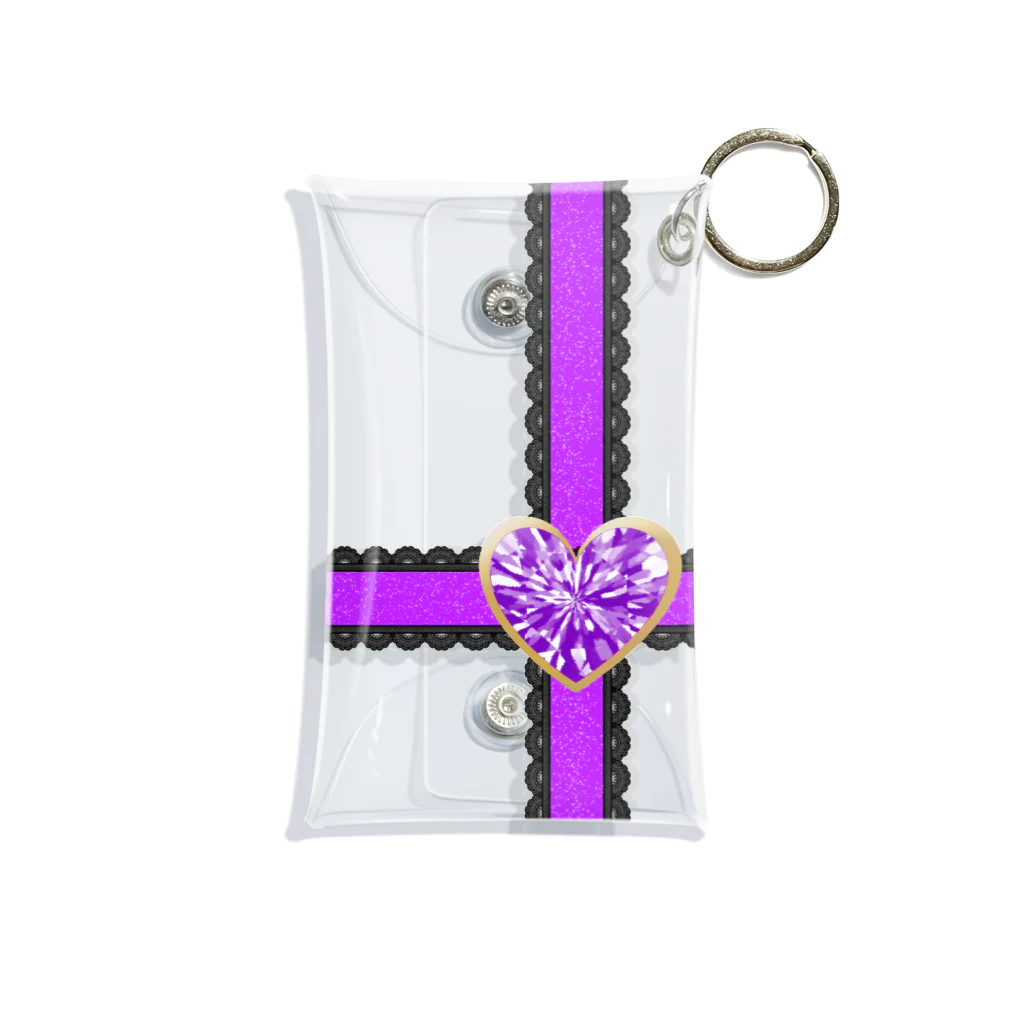 みかんの実のアクスタケース リボン黒レース purple Mini Clear Multipurpose Case