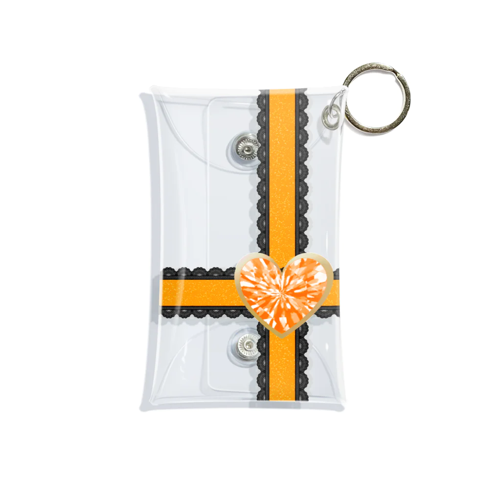 みかんの実のアクスタケース リボン黒レース orange Mini Clear Multipurpose Case