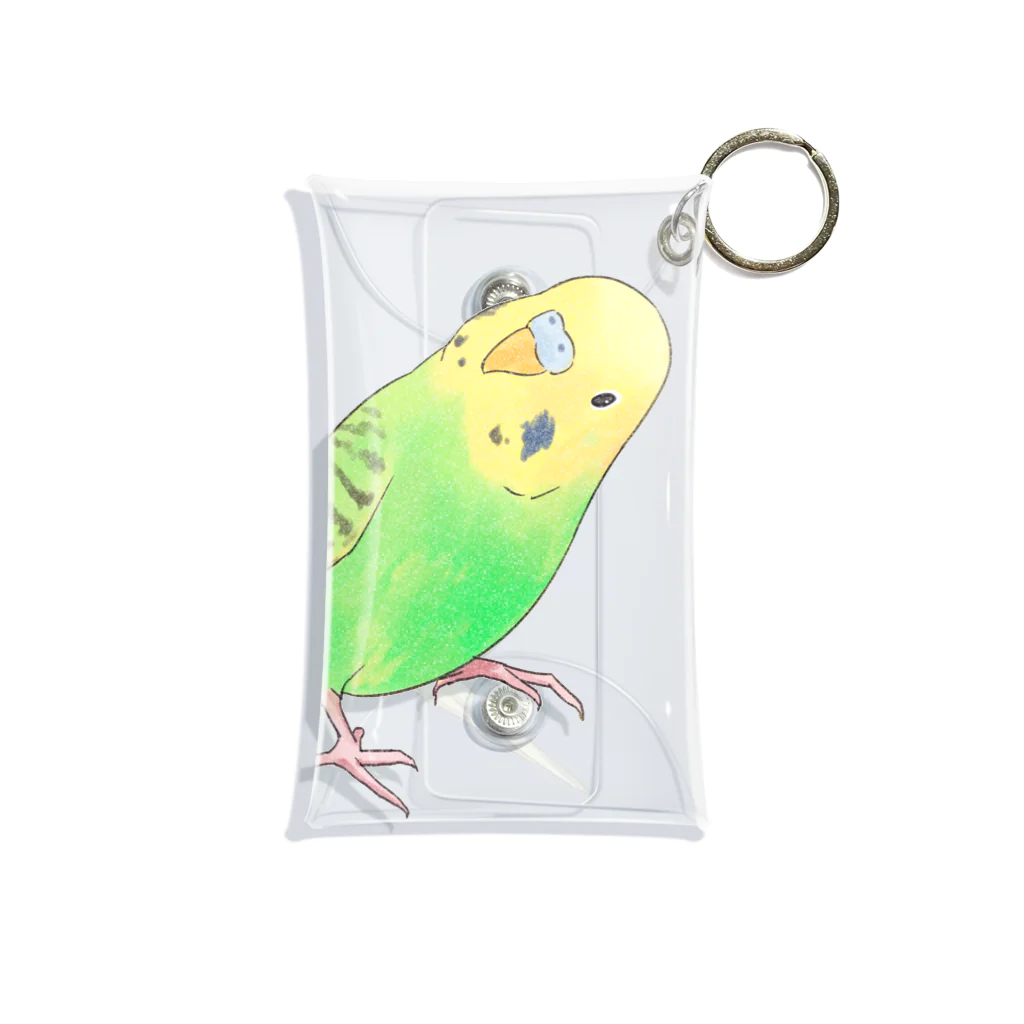 まめるりはことりの首傾げセキセイインコ　ピーちゃん【まめるりはことり】 Mini Clear Multipurpose Case