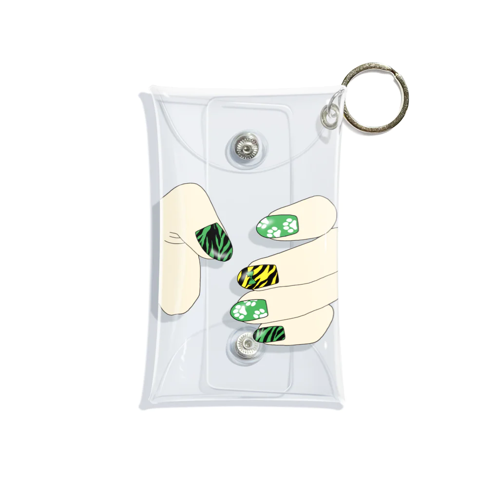 みかんの実のアクスタケース 虎柄ネイル green Mini Clear Multipurpose Case