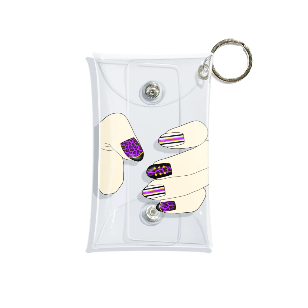 みかんの実のアクスタケース 豹柄ネイル purple Mini Clear Multipurpose Case