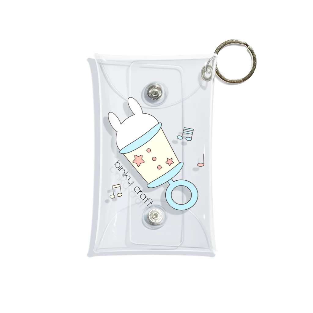 binkycraft.のうさぎガラガラ（みずいろ） Mini Clear Multipurpose Case