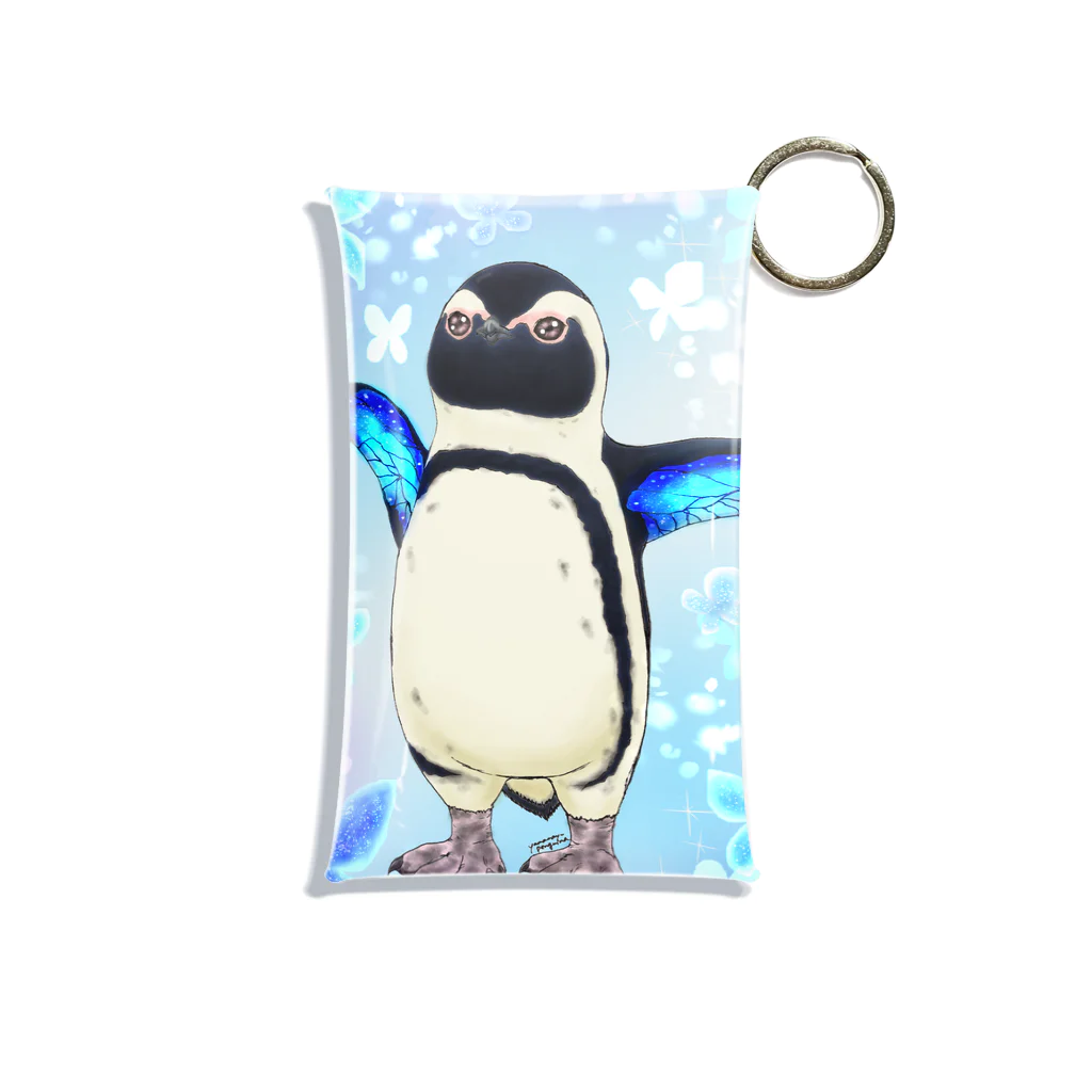 ヤママユ(ヤママユ・ペンギイナ)のケープペンギン「ちょうちょ追っかけてたの」(Blue) Mini Clear Multipurpose Case