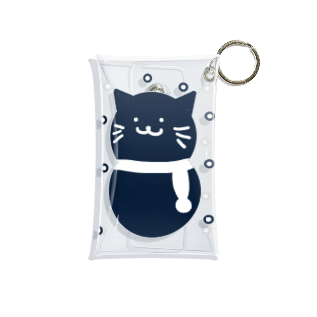 風野ひつじのブルーブラック猫ゆきだるま Mini Clear Multipurpose Case