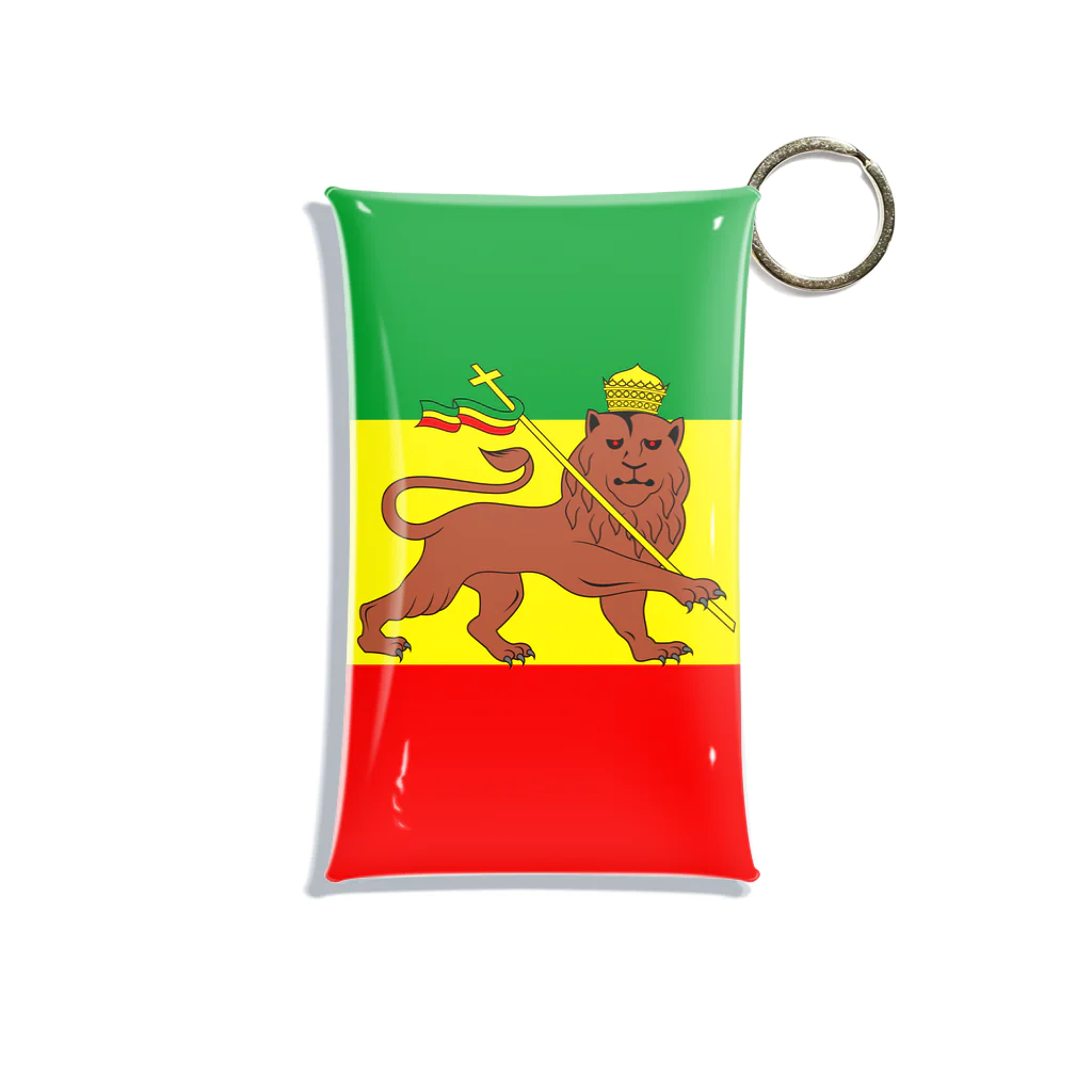 DRIPPEDのRASTAFARI LION FLAG-エチオピア帝国の国旗- Tシャツ ミニクリアマルチケース