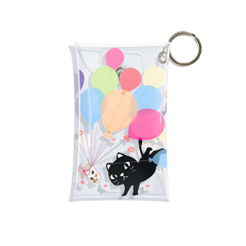 イラスト MONYAAT のくろねこの風船の種*A Mini Clear Multipurpose Case