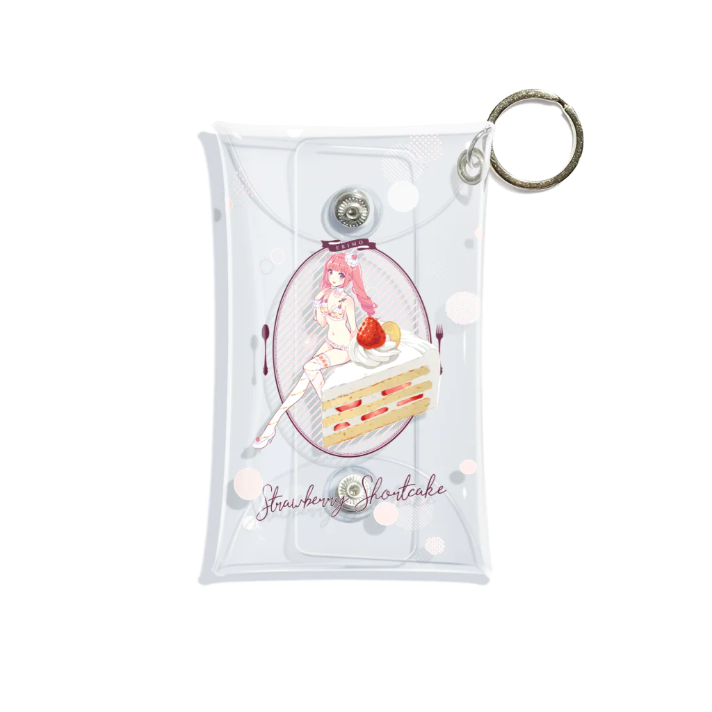 ERIMO–WORKSのSweets Lingerie mini clear multi case "Strawberry short cake"  Mini Clear Multipurpose Case