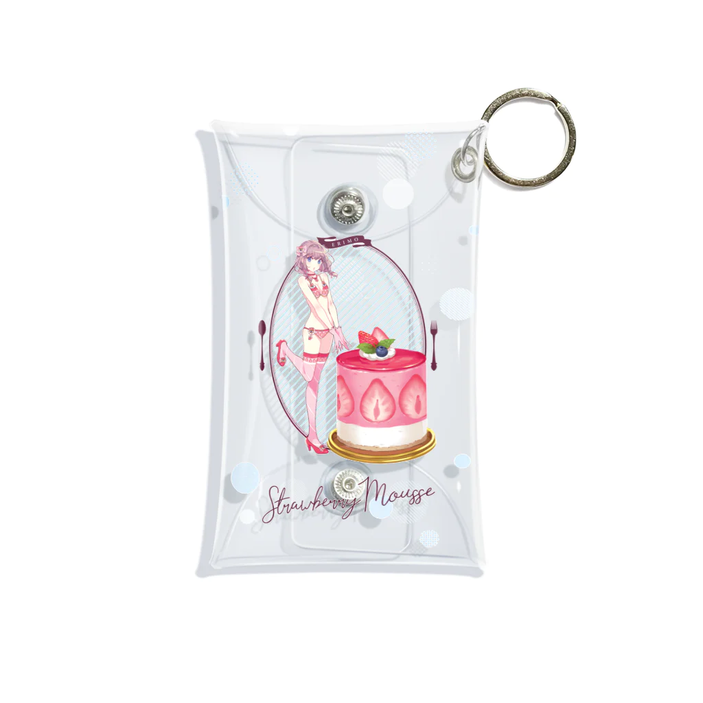 ERIMO–WORKSのSweets Lingerie mini clear multi case "Strawberry Mousse"  Mini Clear Multipurpose Case