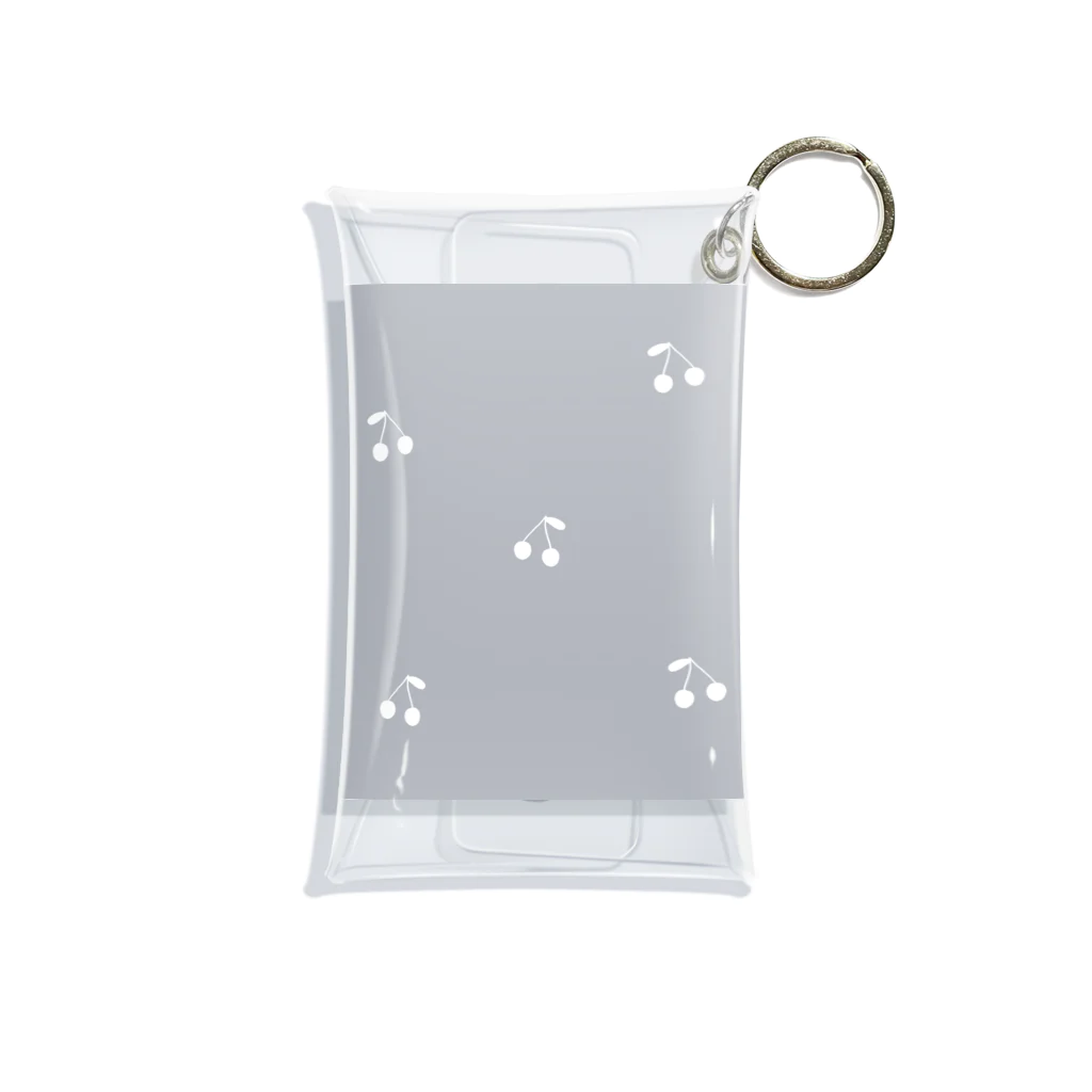 rilybiiのサクランボ柄 グレーブルー Mini Clear Multipurpose Case