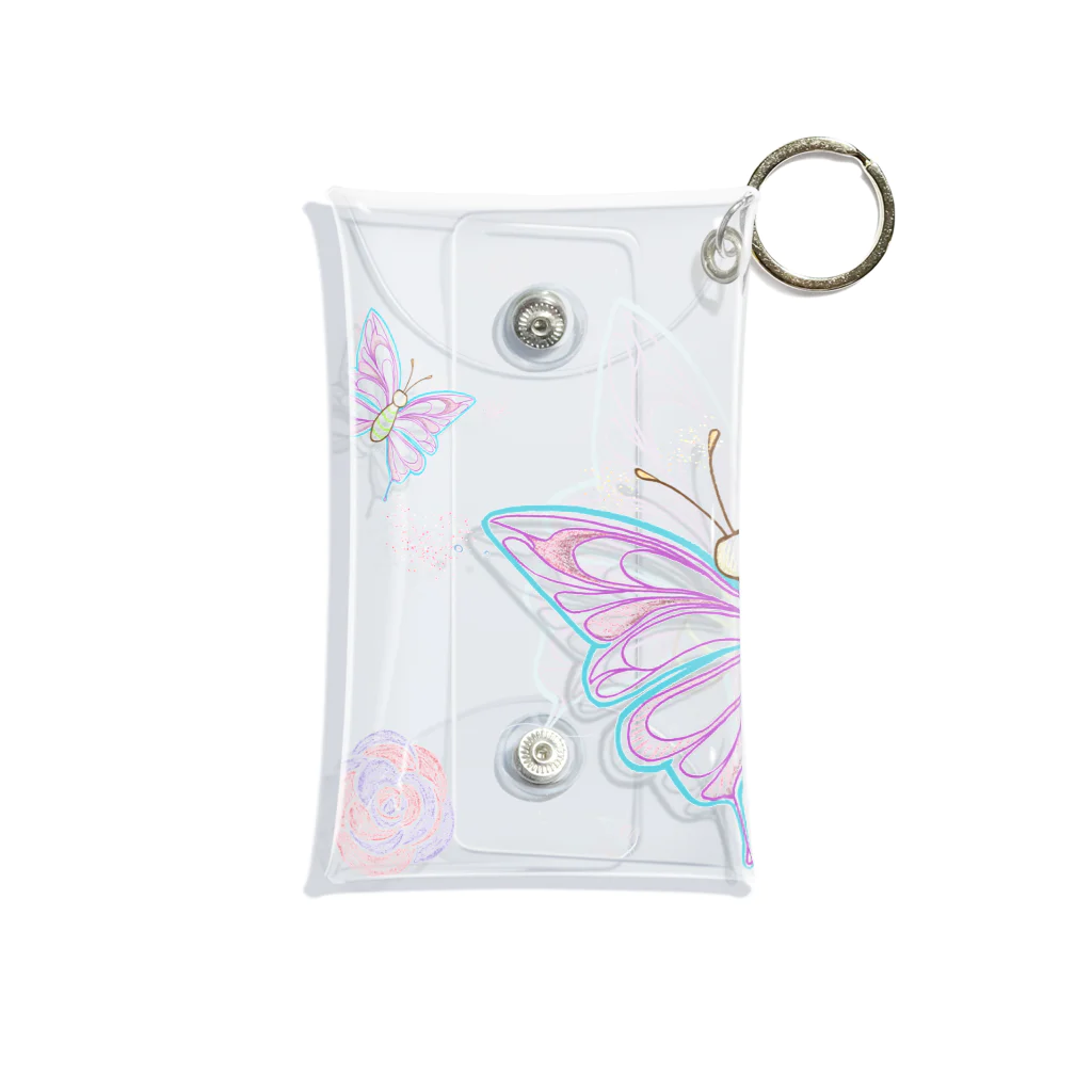 ひなたぼっこの蝶とバラ Mini Clear Multipurpose Case