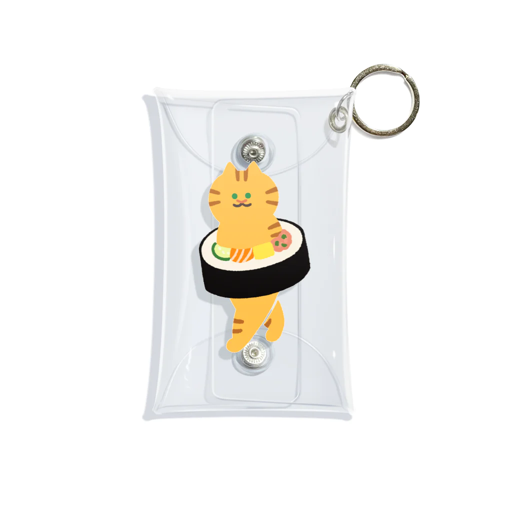 SUIMINグッズのお店の太巻きを自らに巻きつけて運ぶねこ Mini Clear Multipurpose Case