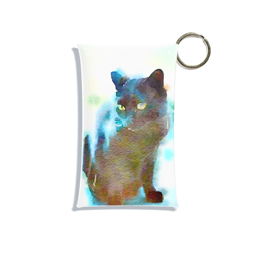 黒白黒猫屋の黒白黒猫水彩 Mini Clear Multipurpose Case