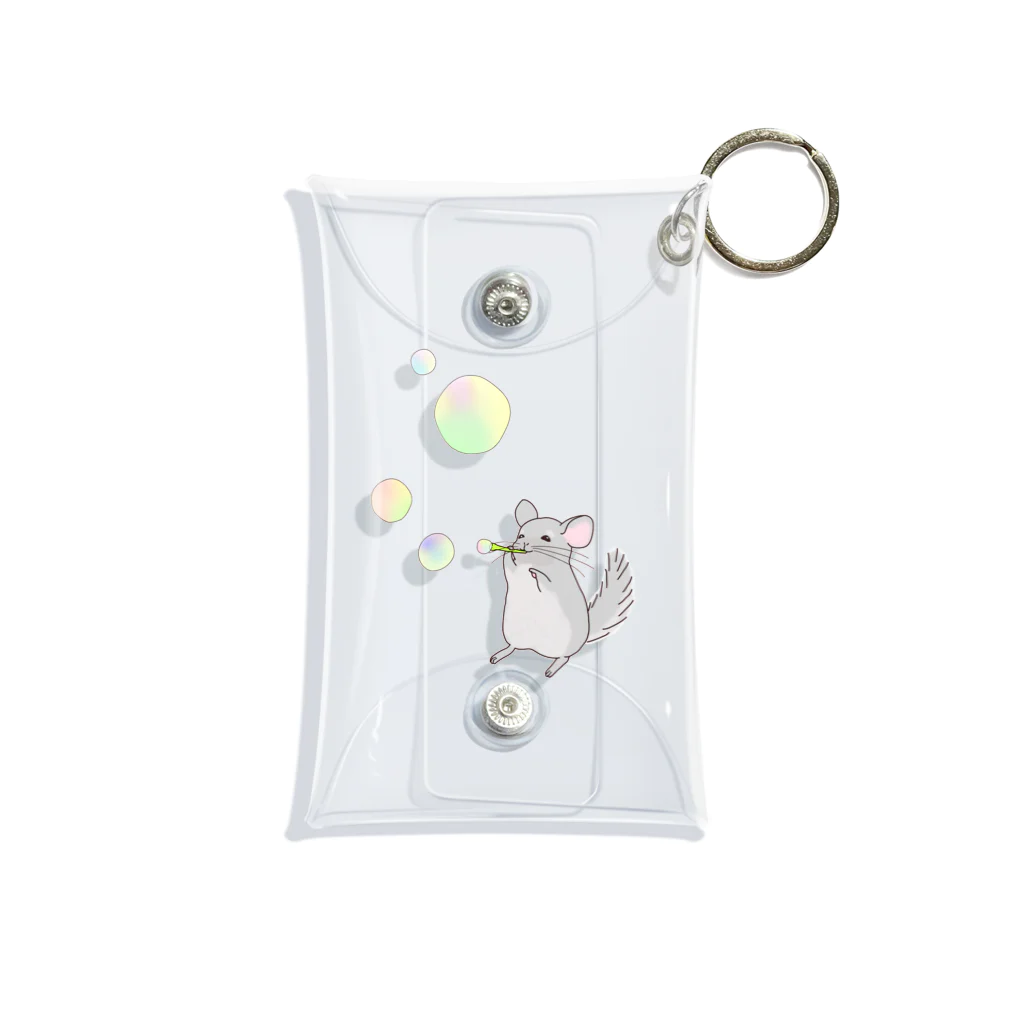 ぴーちゃん(*´꒳`*)のシャボン玉で遊ぶチンチラ Mini Clear Multipurpose Case