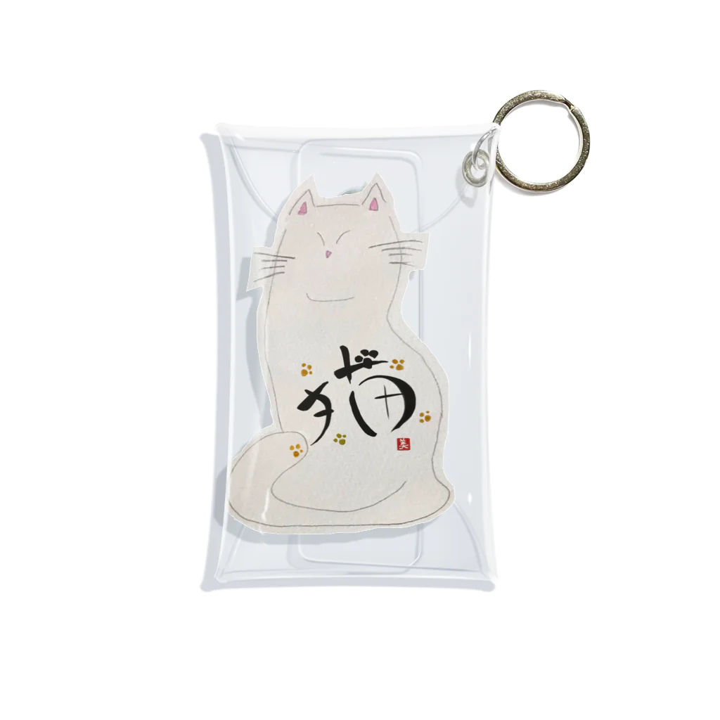 vishowの祈る　しろねこ Mini Clear Multipurpose Case