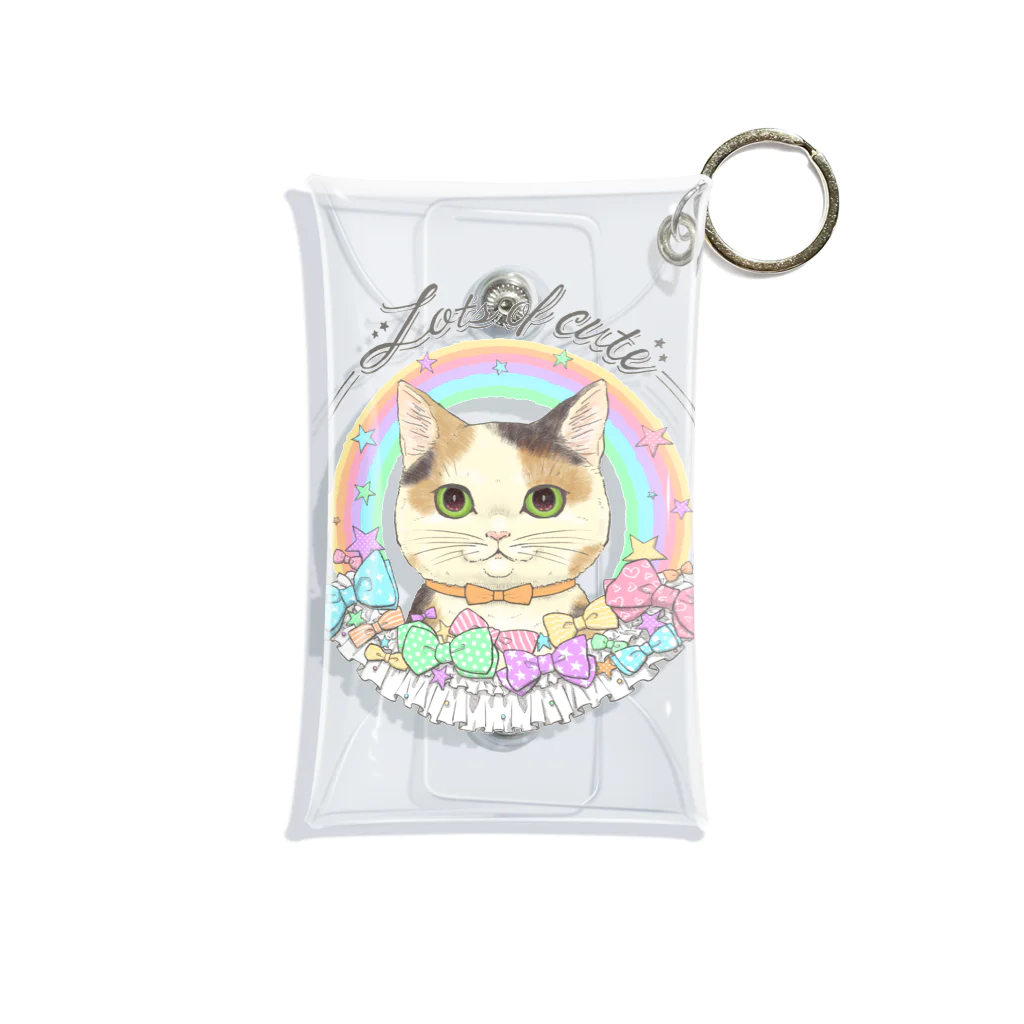 kima-maniのLots of cute 〜フリルとリボンと三毛猫と〜 Mini Clear Multipurpose Case