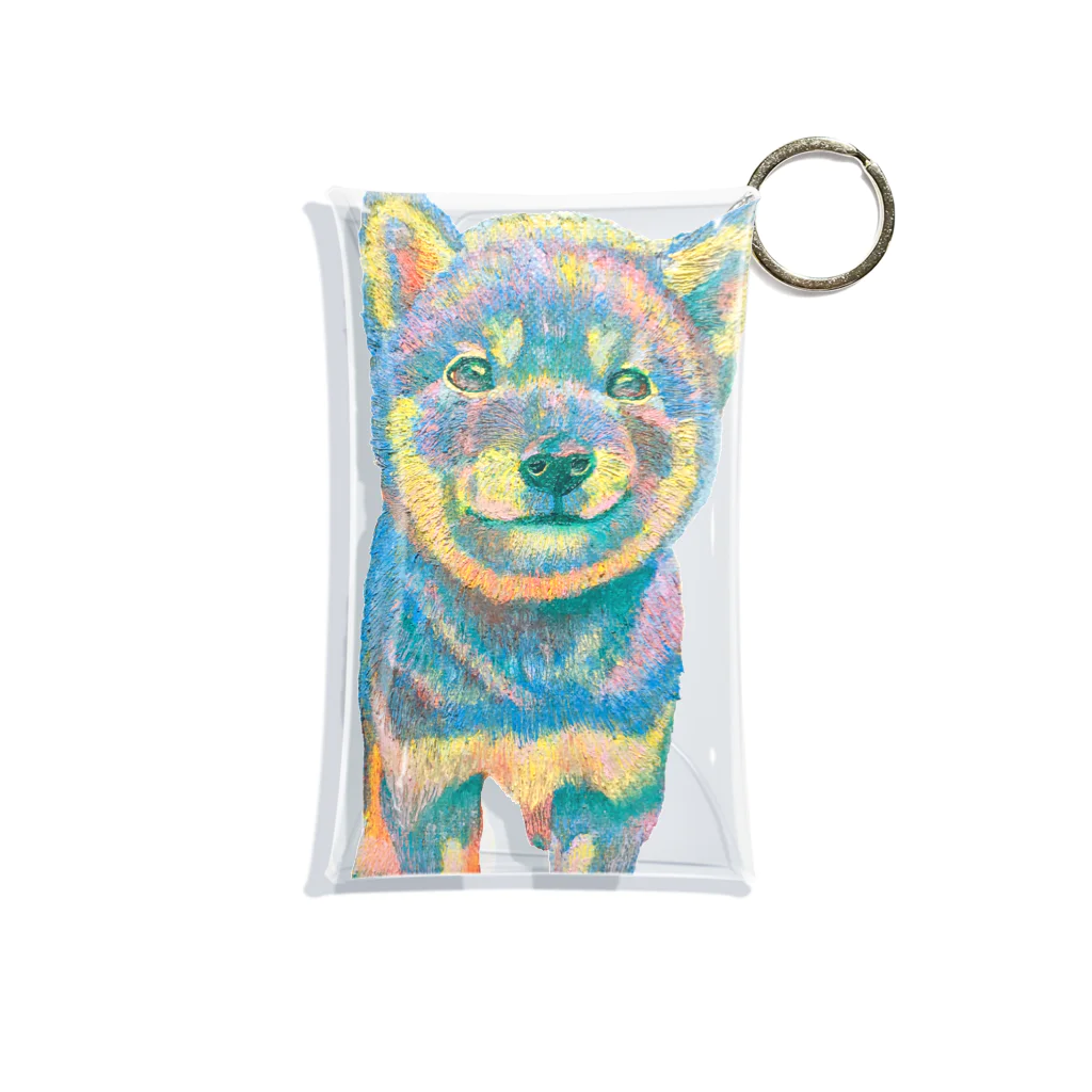 chaCo life with color&natureの油絵カラフル黒シバっ子 Mini Clear Multipurpose Case