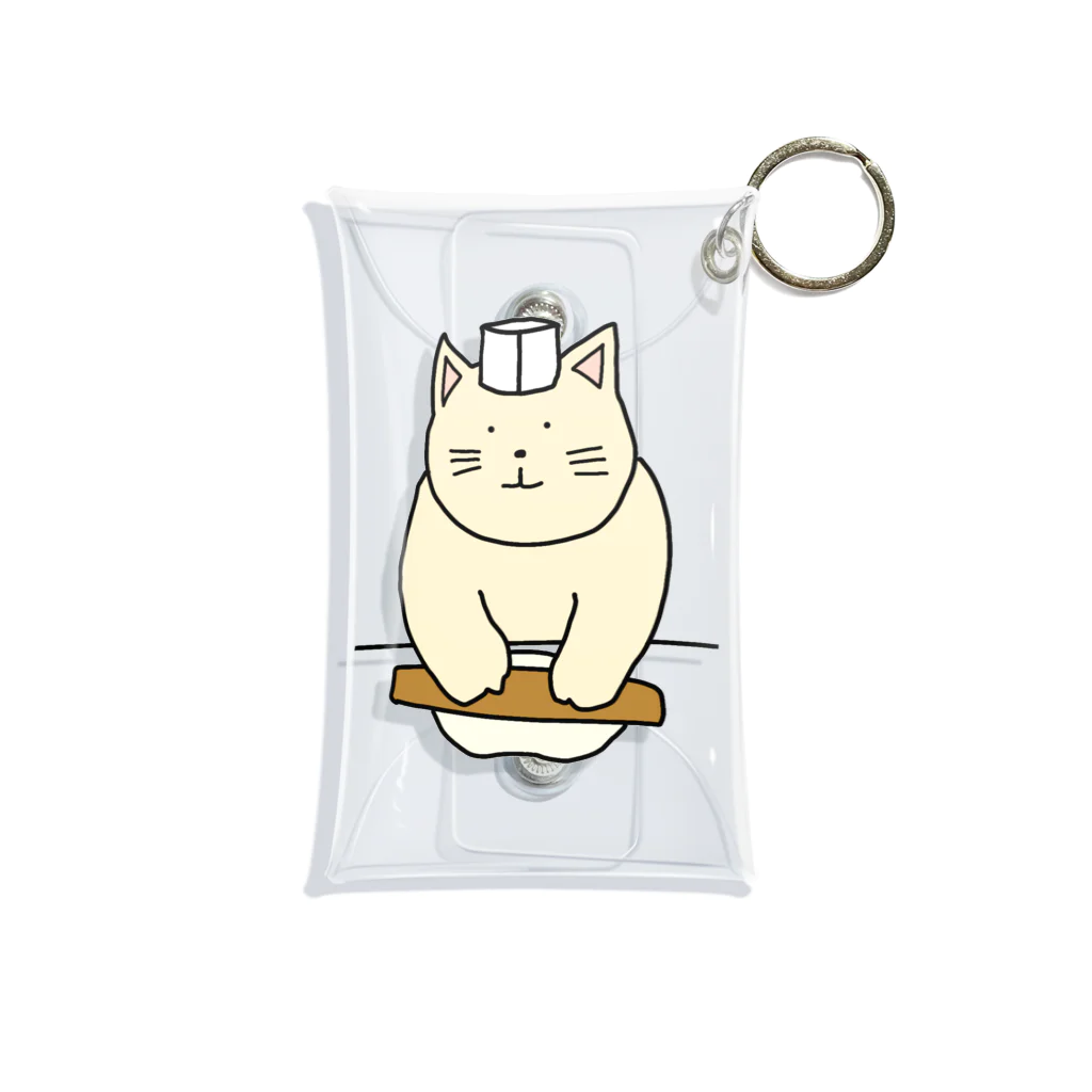 ＋Whimsyの蕎麦打ちねこ Mini Clear Multipurpose Case