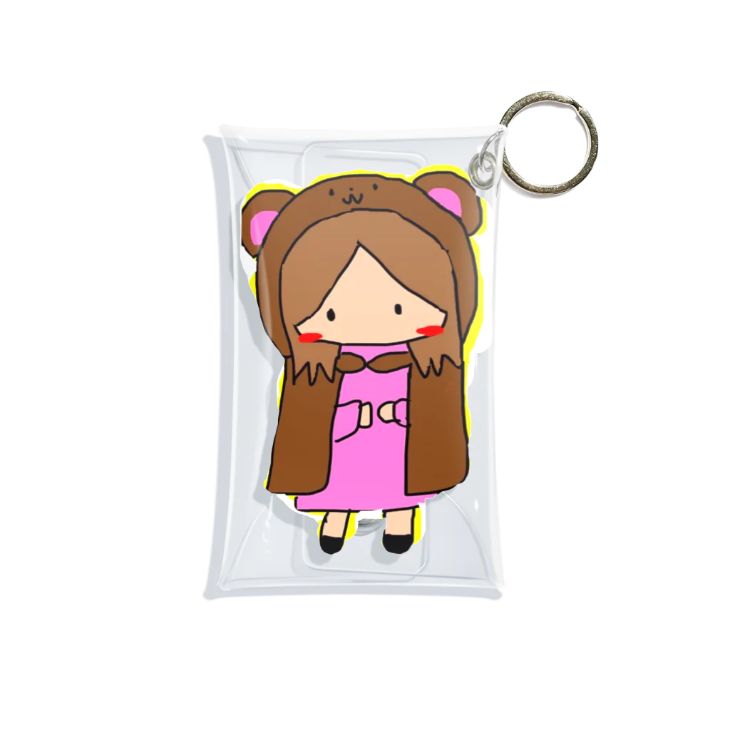 chiro&kuroのクマをきた女の子 Mini Clear Multipurpose Case