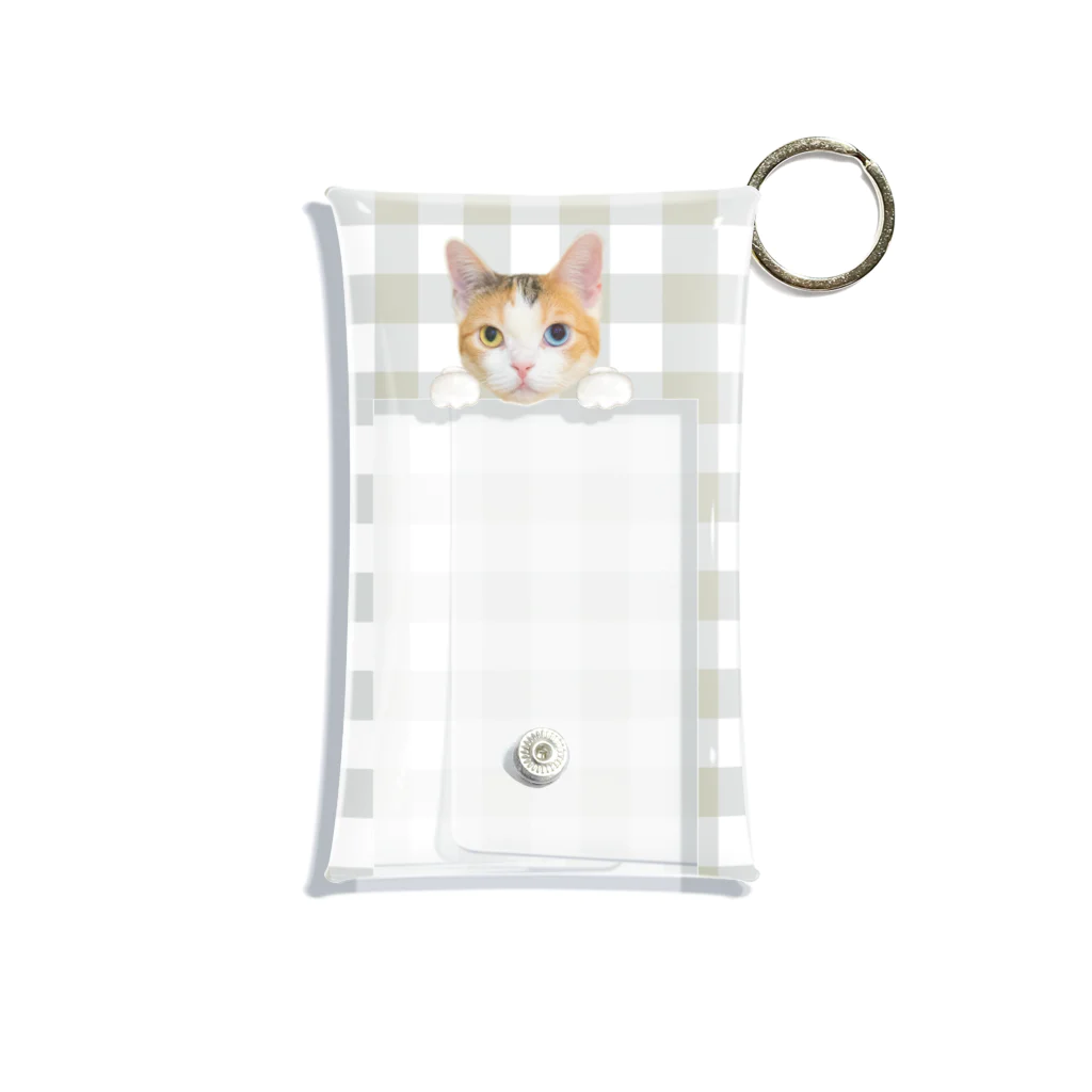 猫カフェにあにゃあグッズショップのたらこちゃんチェック柄チェキケース Mini Clear Multipurpose Case