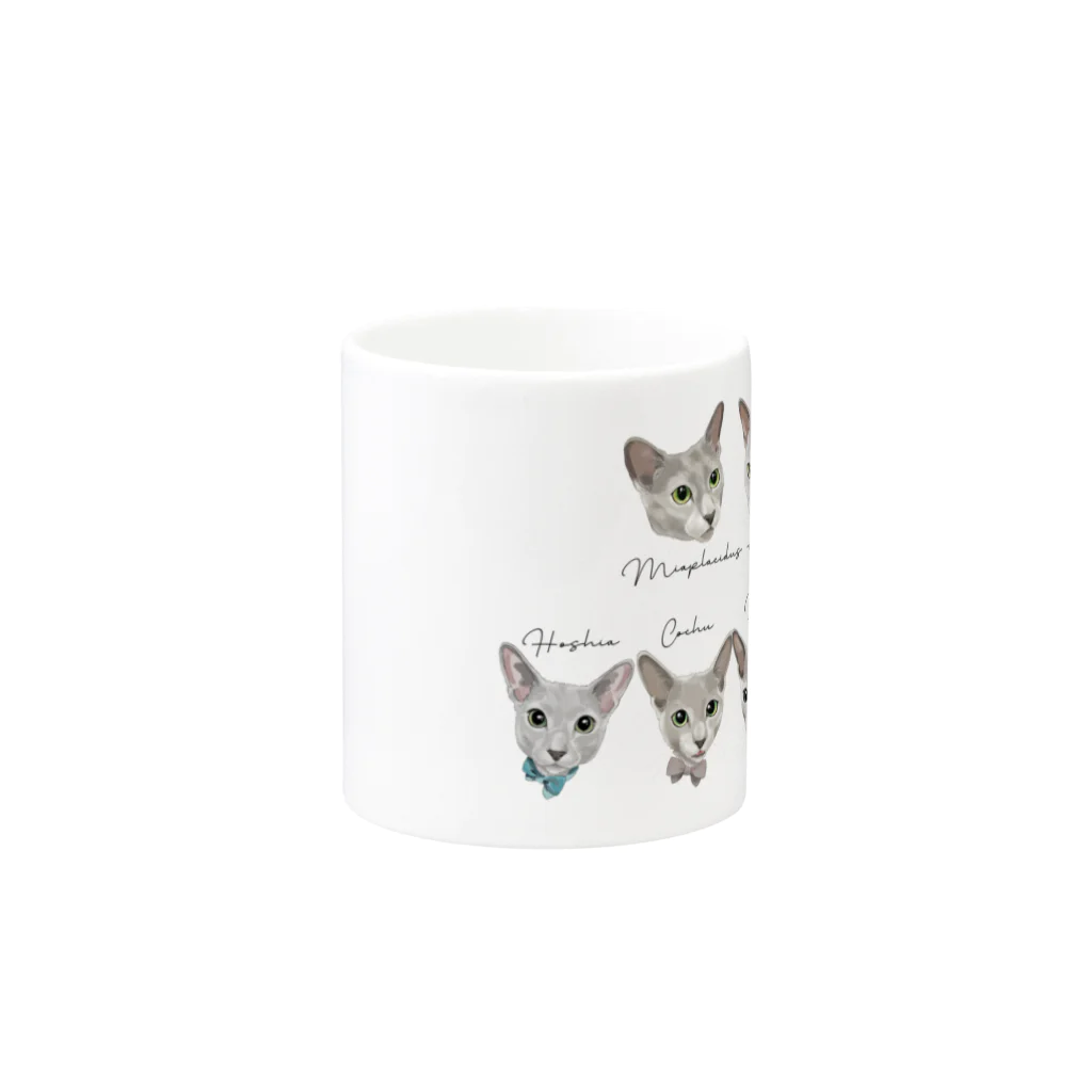 みきぞーん｜保護猫 ミッキー画伯と肉球とおともだちのarcade & miaplacidus & hoshi & cochu & lino & sina Mug :other side of the handle