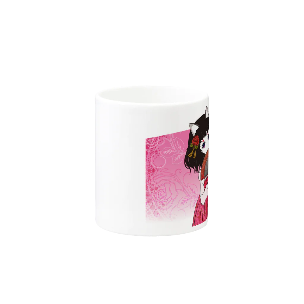 加藤 光雲のRose-design（扇子開きVer.） Mug :other side of the handle