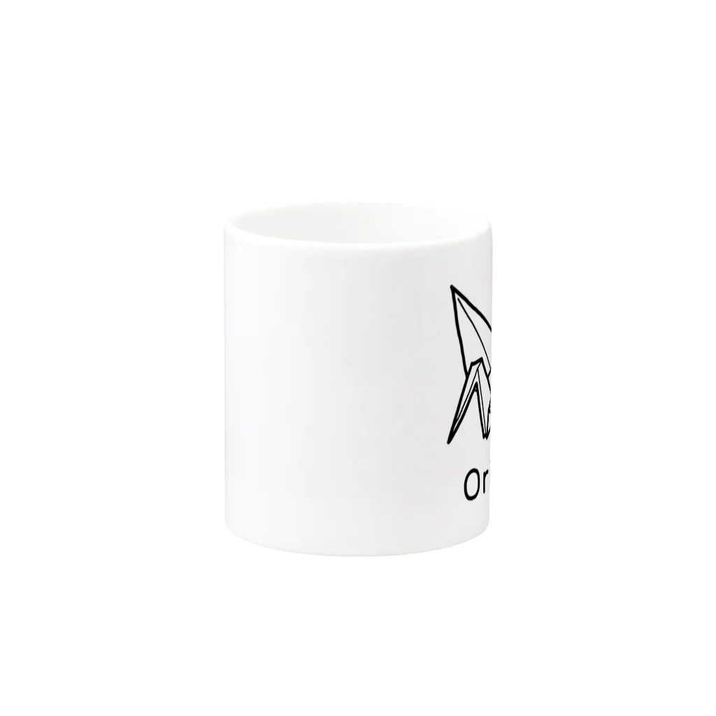 MrKShirtsのOrigami (折り紙鶴) 黒デザイン Mug :other side of the handle
