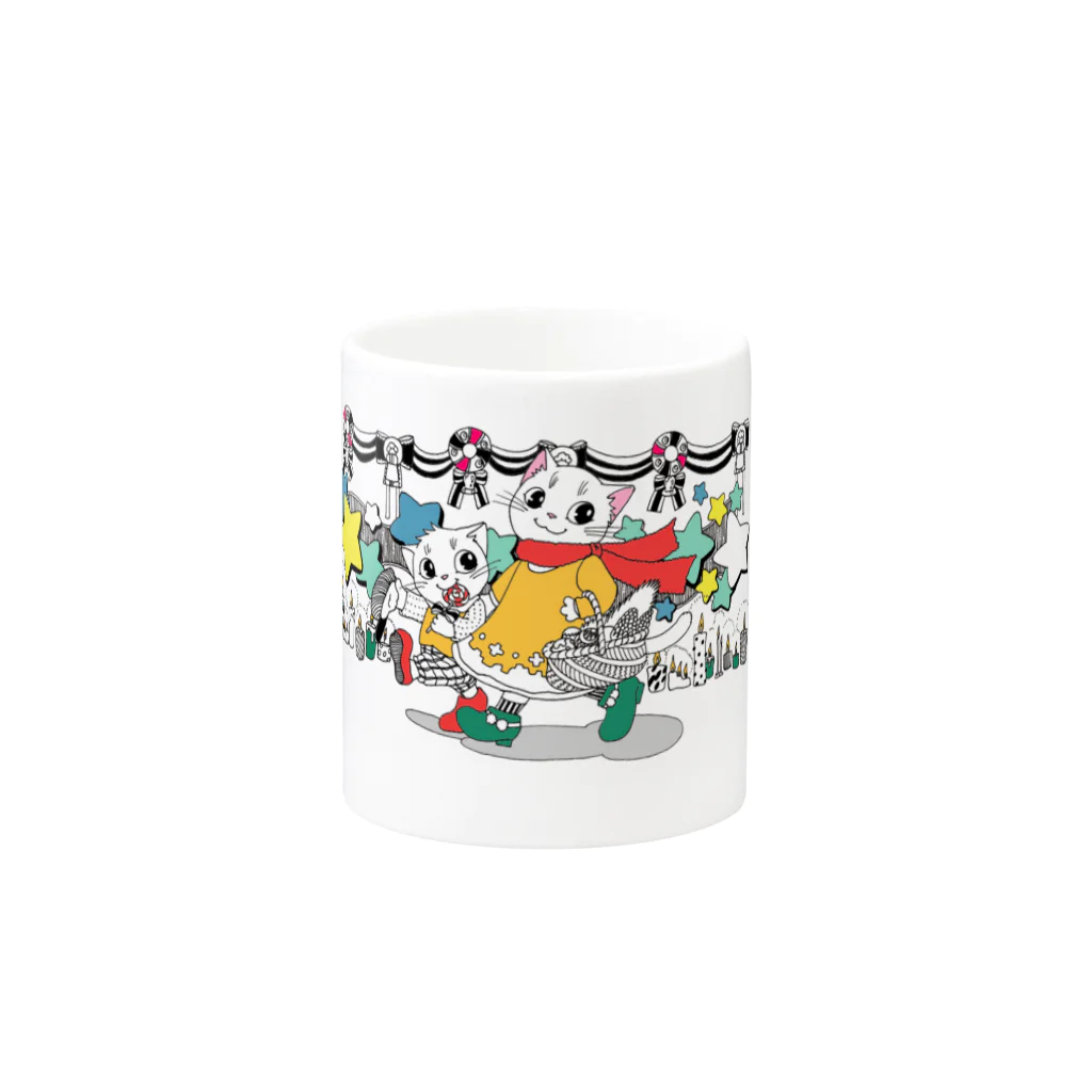 ねこぬりえの12月を待つクリスマスねこ Mug :other side of the handle