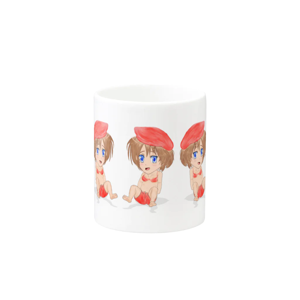 げーむやかんの赤ベレー水着女学生マグカップ Mug :other side of the handle