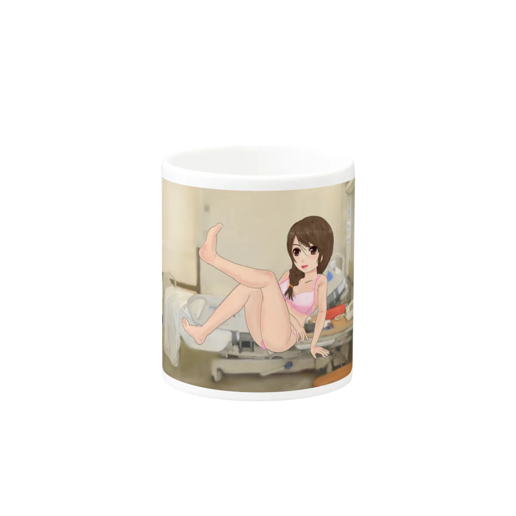 げーむやかんの病院病棟病室萌え三つ編みピンク水着 Mug :other side of the handle