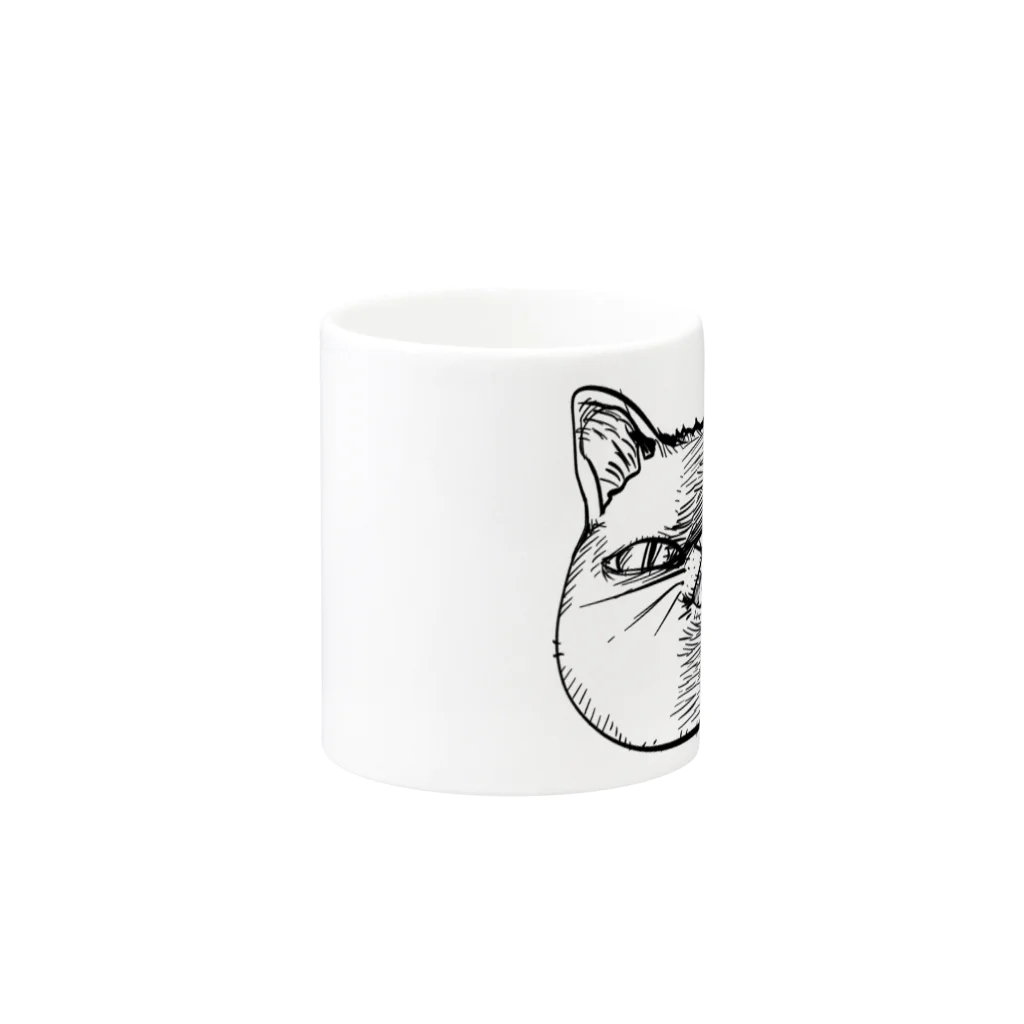 謎モノ店のやばい顔ねこ Mug :other side of the handle