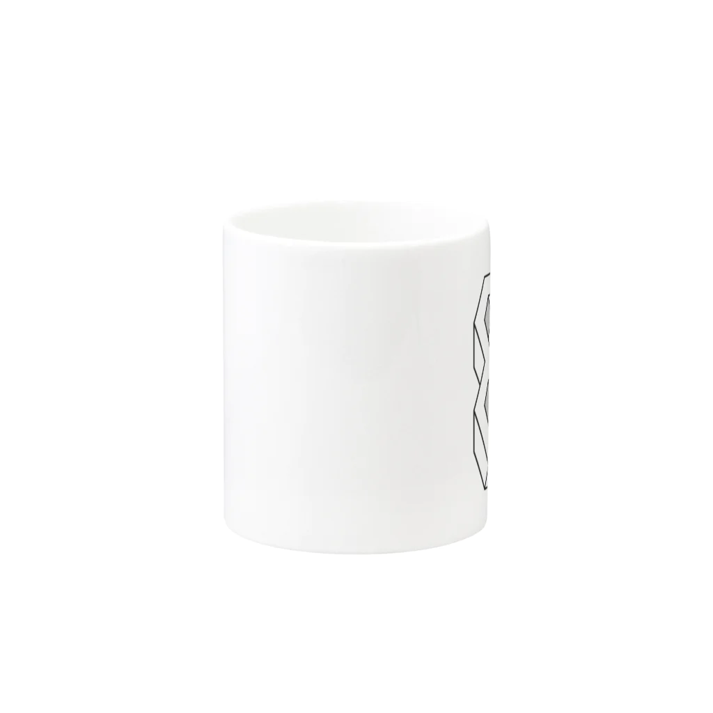 D-MALIBUの幾何学的錯視デザインにアニマル柄を添えて Mug :other side of the handle