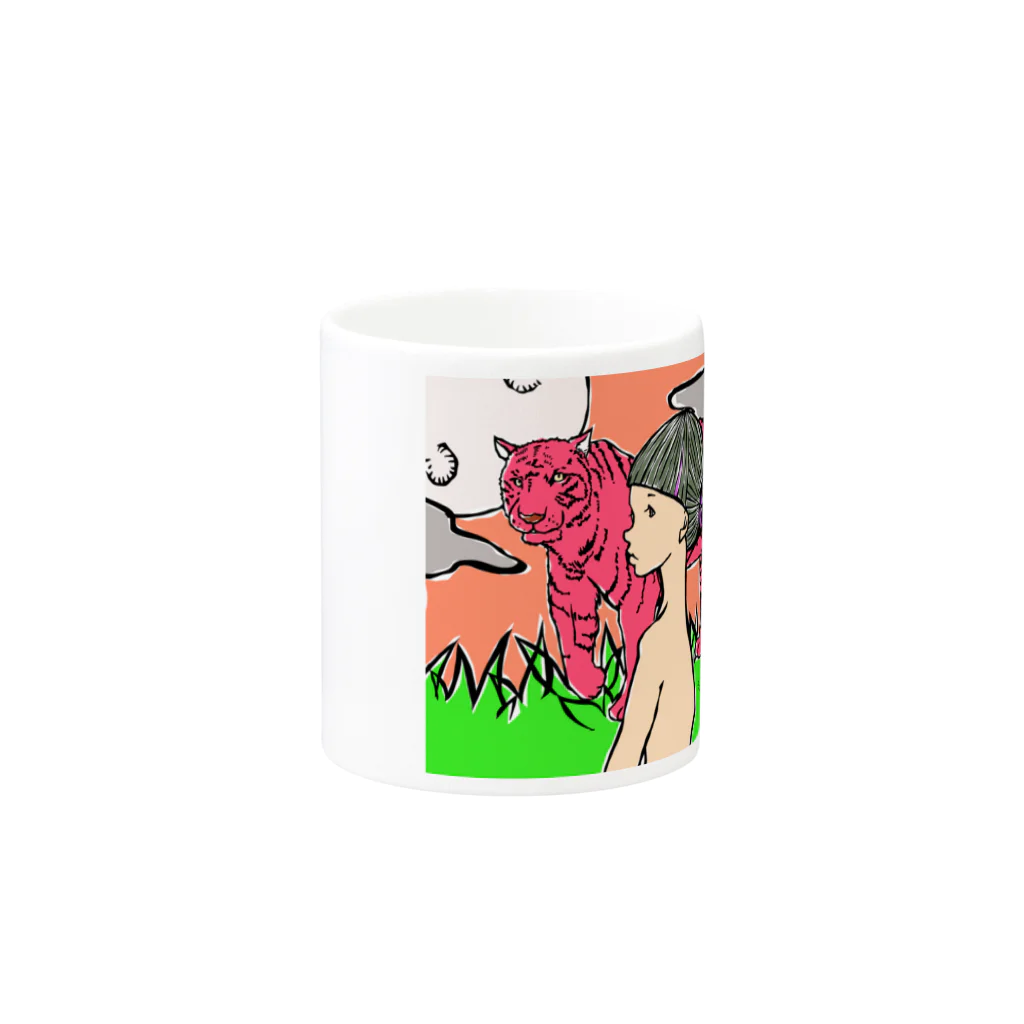 yamamotoeriのヤマモトエリ　少女(虎) Mug :other side of the handle