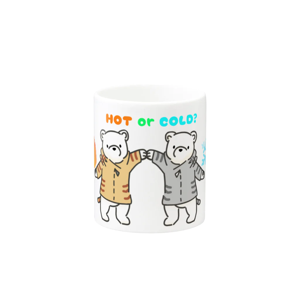 しろねこのHOT or COLD？ マグカップの取っ手の反対面