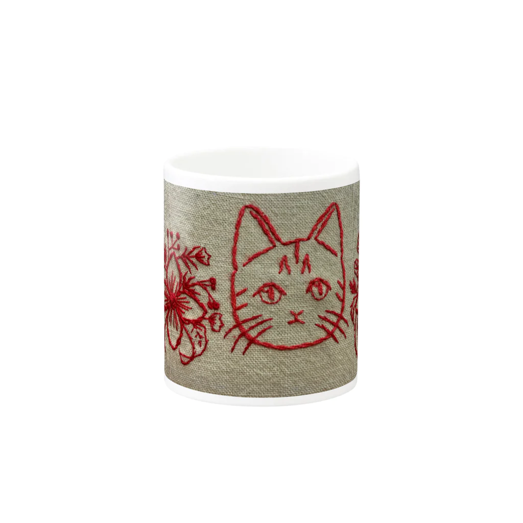 juichi_sewingの手刺繍ねこ Mug :other side of the handle