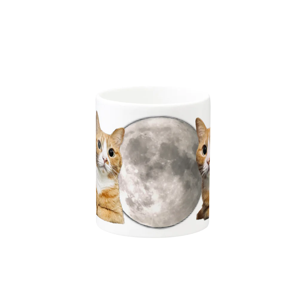 猫ウラ商店の月の狛猫マグカップ　【猫ウラ商店】 マグカップの取っ手の反対面