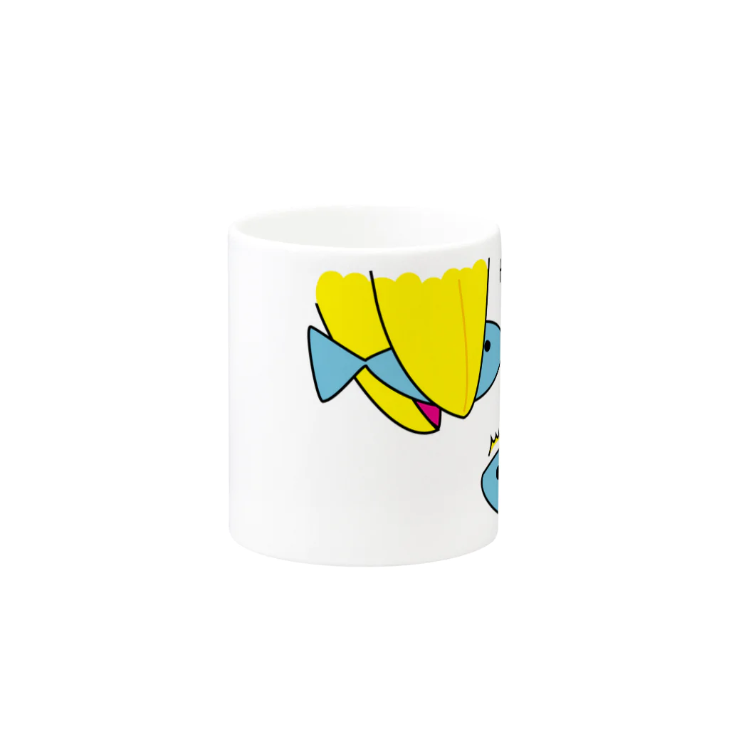 ハシビロコウさんグッズ販売★★ＦＡＮショップ★★のハシビロコウさんのお魚ゲット♪ Mug :other side of the handle