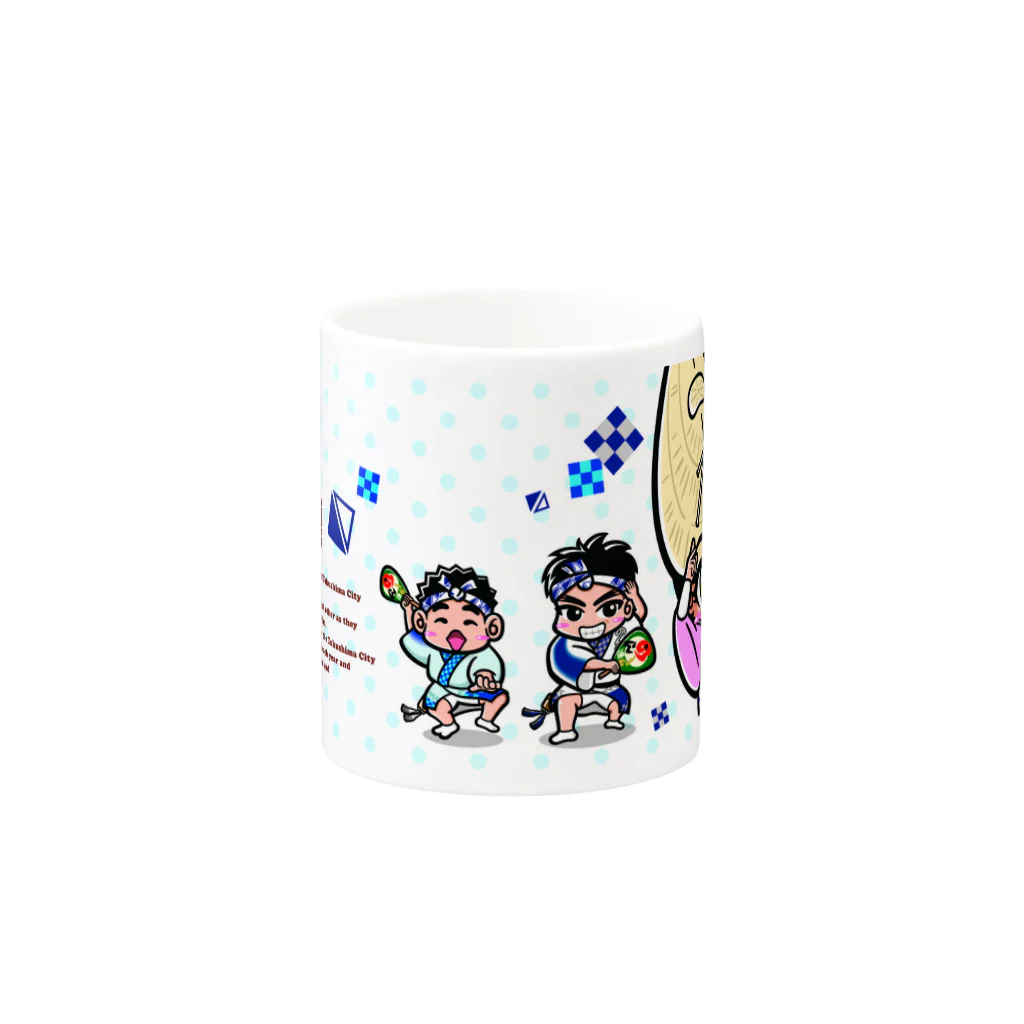 徳島 阿波キャラ！有名連ののんき連マグカップ（阿波キャラ） Mug :other side of the handle