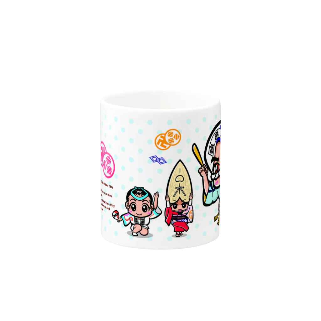 徳島 阿波キャラ！有名連の独楽連マグカップ（阿波キャラ） Mug :other side of the handle