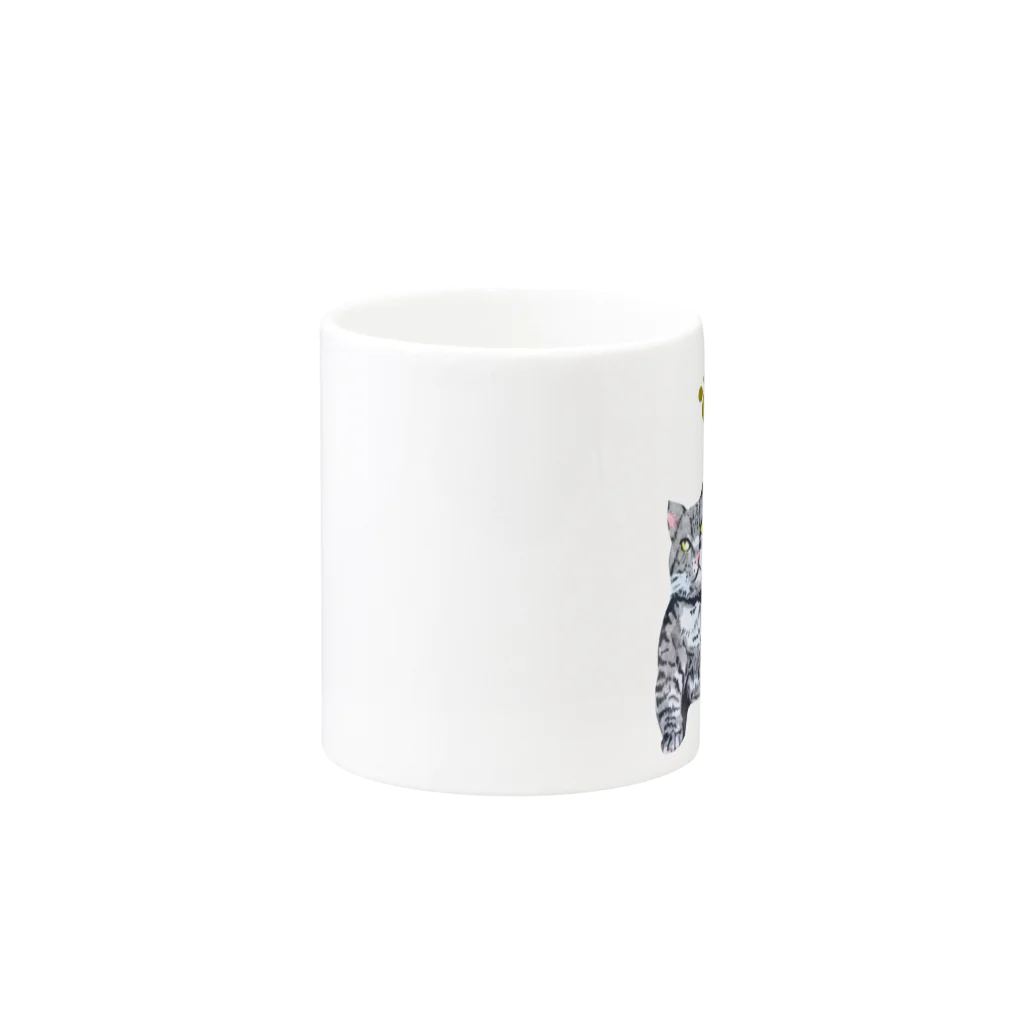 たあ工房の灰虎猫（和み） Mug :other side of the handle