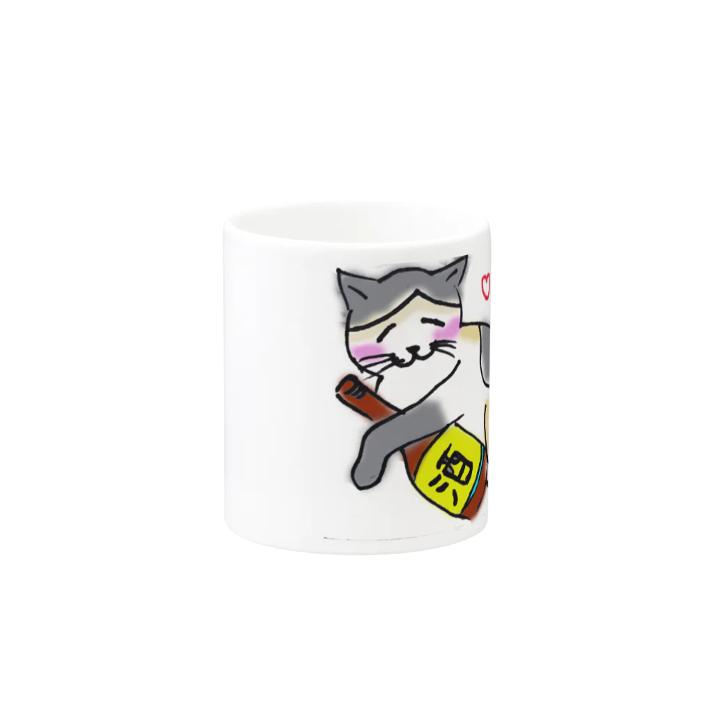 ポポのオフィシャルグッズショップ(SUZURI支店)のほろ酔いモカのイラストマグカップ Mug :other side of the handle