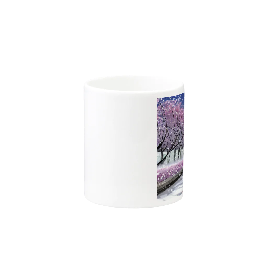 Yossy's Item Factoryの夜の桜並木に雪 Mug :other side of the handle