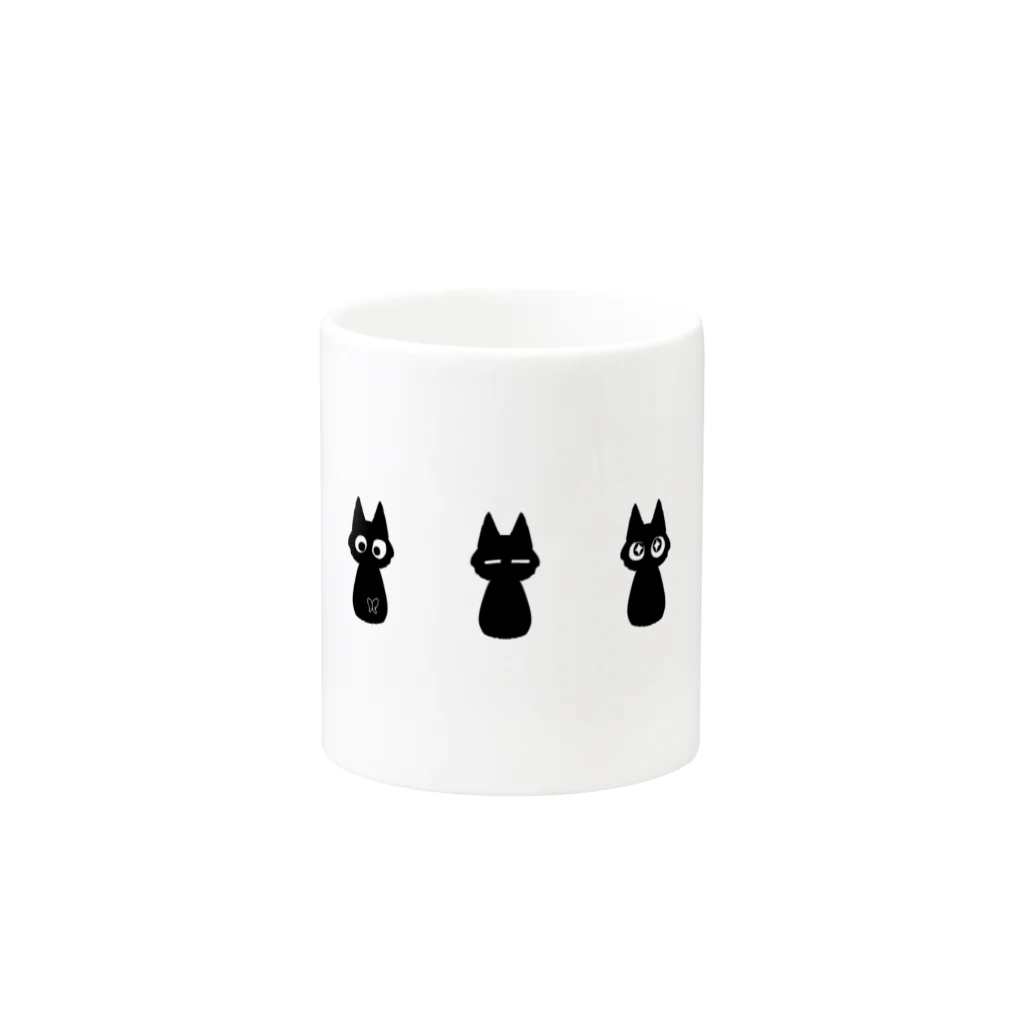 れもその小さいお店の5匹の猫【黒猫】 Mug :other side of the handle