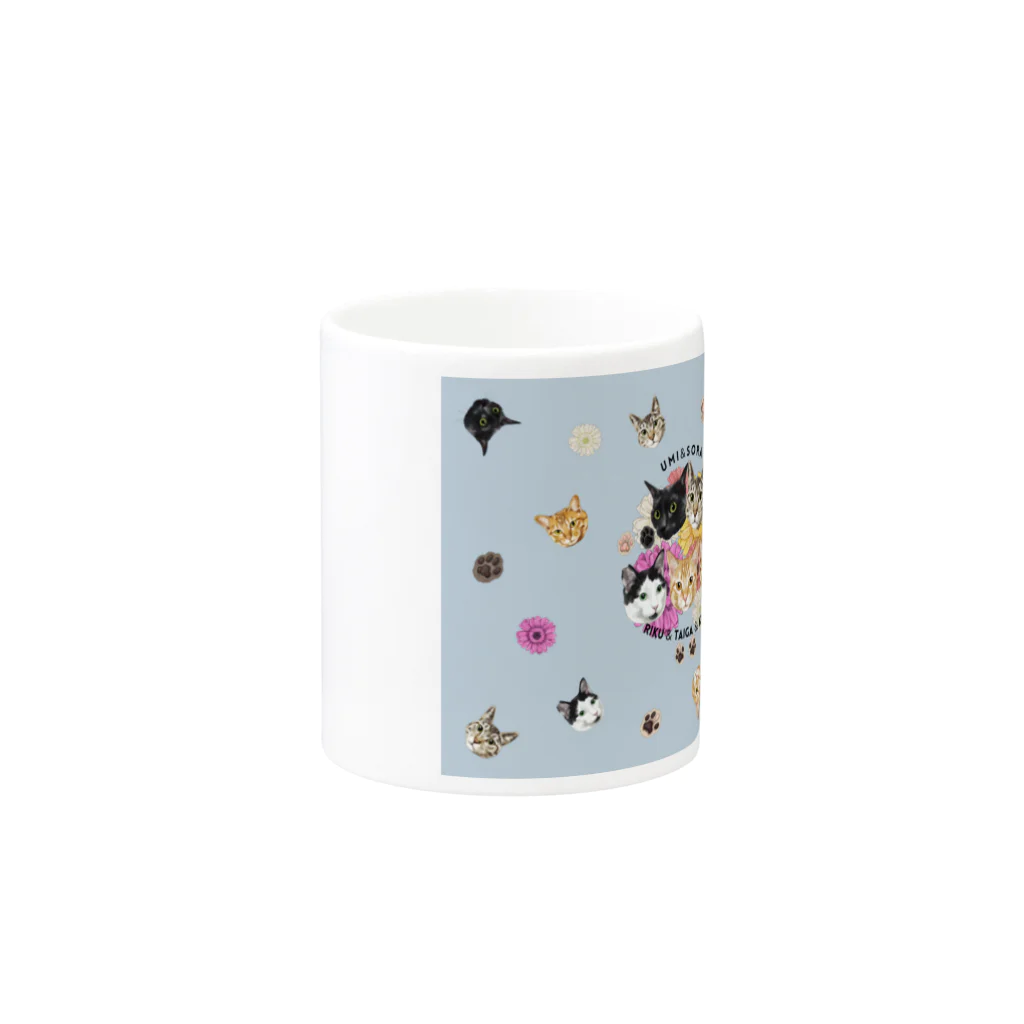 みきぞーん｜保護猫 ミッキー画伯と肉球とおともだちのumi sora riku taiga kouga Mug :other side of the handle